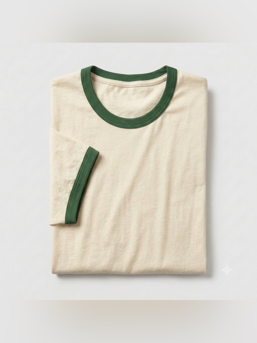 NWOT XL Men's Cream/Green Ringer T-Shirt with Green Trim